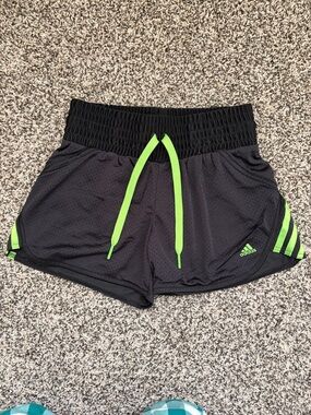 adidas Black Athletic Shorts with Neon Green Accents